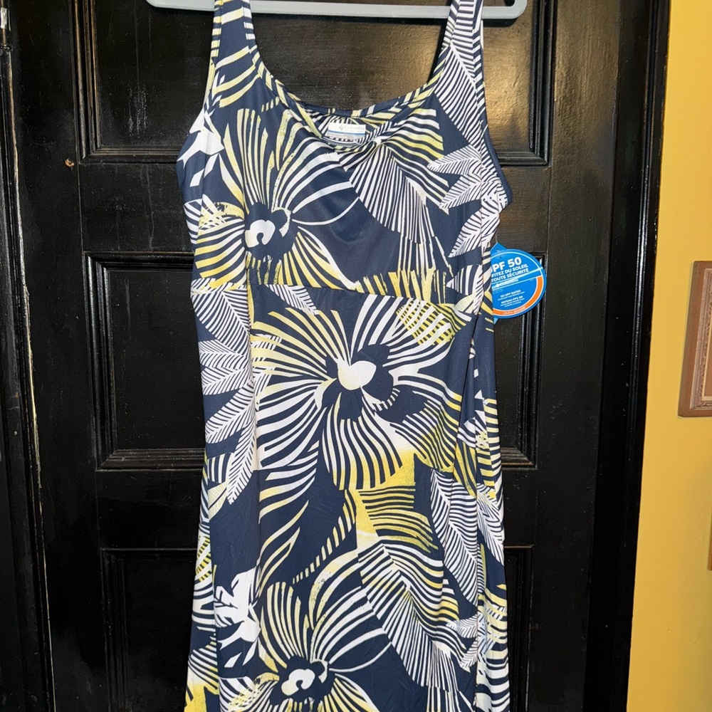 Columbia Navy and Yellow Patterned Freezer Dress